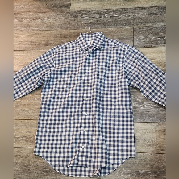 Lorenzo Uomo Blue and White Checkered Men's Shirt Size 16 32/33 - Picture 11 of 11